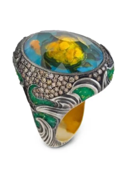 Sevan Bıçakçı diamond carved turtle ring Gold R7985