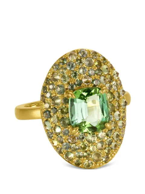 Leigh Maxwell green tourmaline and sapphire shield ring Gold LMR149GNTO75
