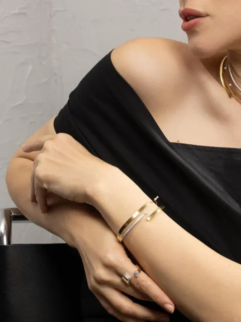 Yeprem diamond four line open bracelet Gold BRA1086
