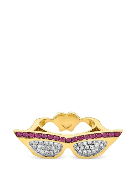 EDINA KISS diamond and sapphire sunglass ring Gold EKR112
