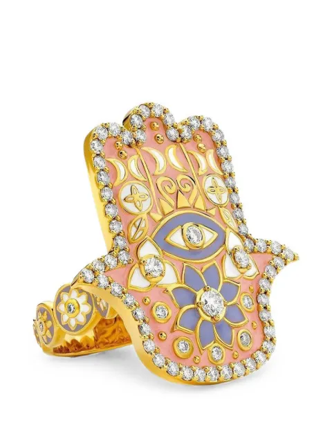 BUDDHA MAMA Hamsa diamond and enamel ring Gold 3199P