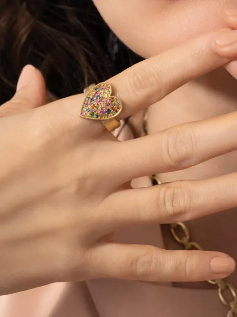 Leigh Maxwell heart-shaped multi-stone ring Gold LMR101MC