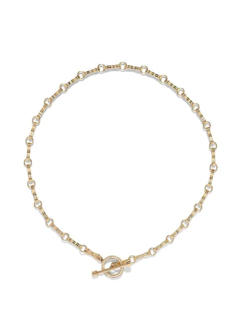 Azlee diamond double link necklace Gold N1422G18