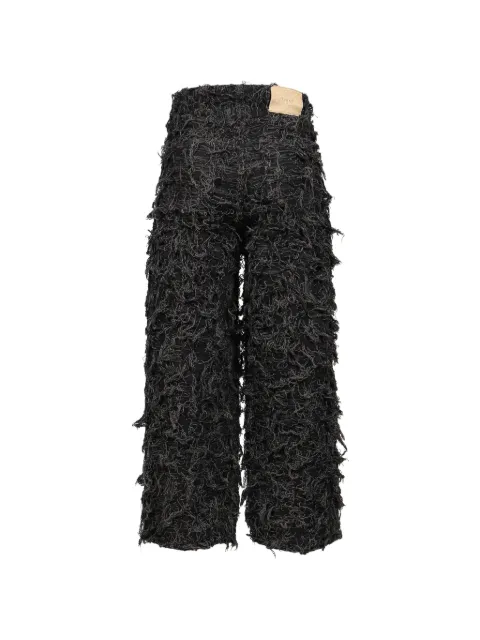 Taakk fringe-detailed wide-leg trousers Black TA26AWPT038DGRY