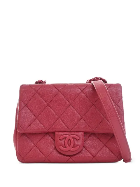CHANEL Pre-Owned 2019 Mini Square Quilted Caviar CC Incognito Single Flap crossbody bag Pink F04RVIMIWJX6GZ6Z