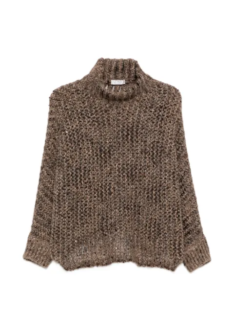 PANICALE sequin-embellished roll-neck sweater Brown D390859L