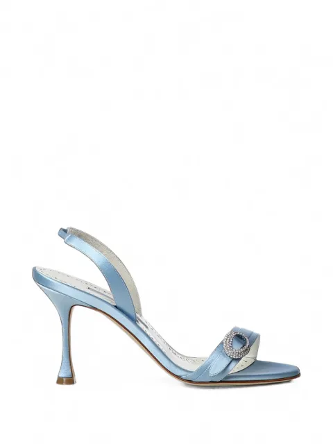 Manolo Blahnik Zutosan crystal-buckle slingback sandals Blue 32632914535