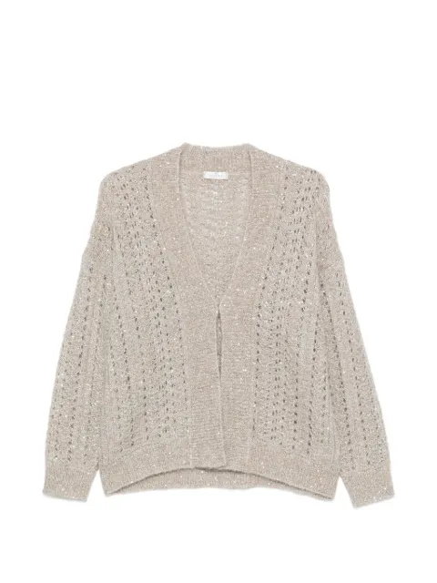 PANICALE sequin-embellished open-knit cardigan Neutrals D390464C