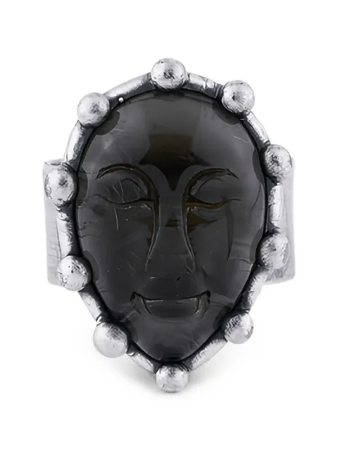POISONED HEARTS glass-detail face-motif rings Silver 76028