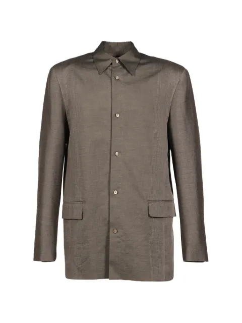 Taakk guayabera-style long-sleeve overshirt Brown TA26AWJK007BRW