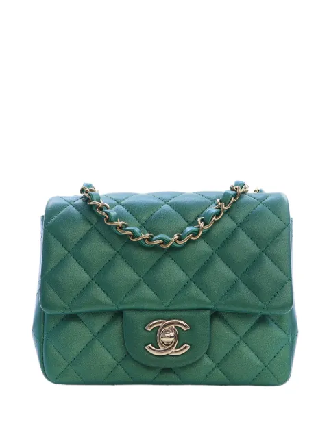 CHANEL Pre-Owned 2021-2026 Mini Square Classic Iridescent Lambskin Single Flap crossbody bag Green EXOIV3ODZW0AGLCD