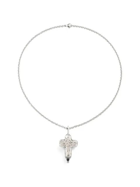 POISONED HEARTS cross-pendant rolo-chain necklace Silver 50539