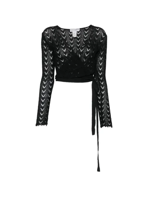 Dolce & Gabbana Pre-Owned 2000s pointelle-knit wrap top Black DG250RG