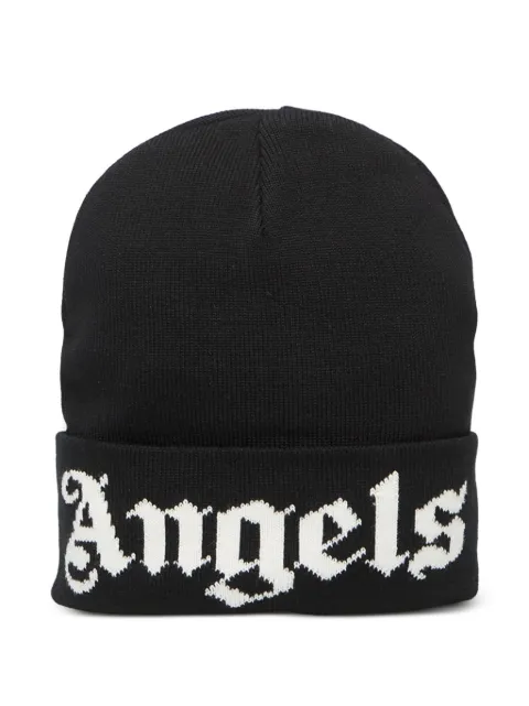 Palm Angels logo-intarsia beanie hat Black PAMLC003KN003