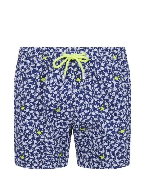MC2 Saint Barth crab-print drawstring swim shorts Blue LIG001