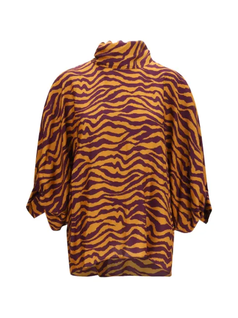 Kristina Ti zebra-print high-neck blouse Orange KBL0167TI0338