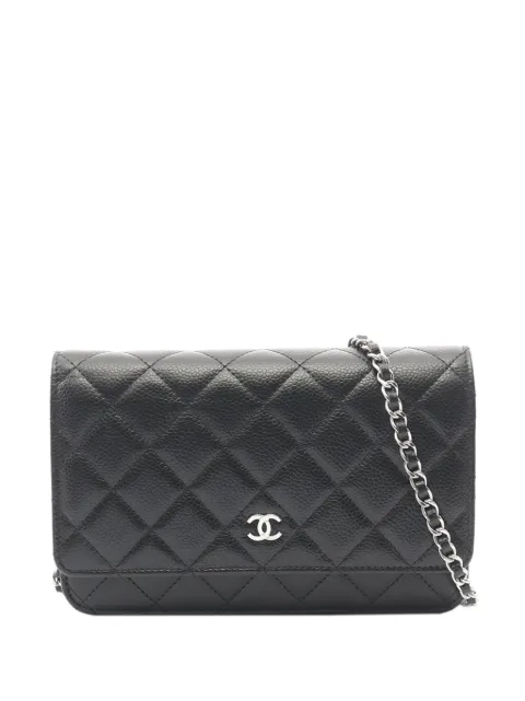 CHANEL Pre-Owned 2021-2026 CC Quilted Caviar Wallet on Chain crossbody bag Black FZFJUF6K79SN6ZPV