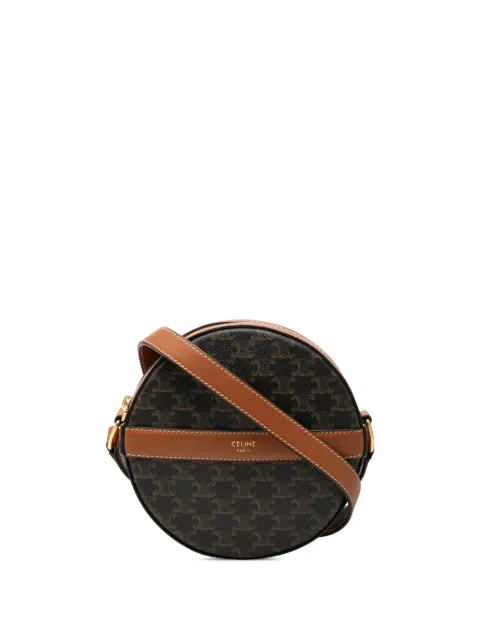 Celine Pre-Owned 2021 Triomphe Coated Canvas Round Purse on Strap crossbody bag Brown F4GDRG8MHA1DJT76