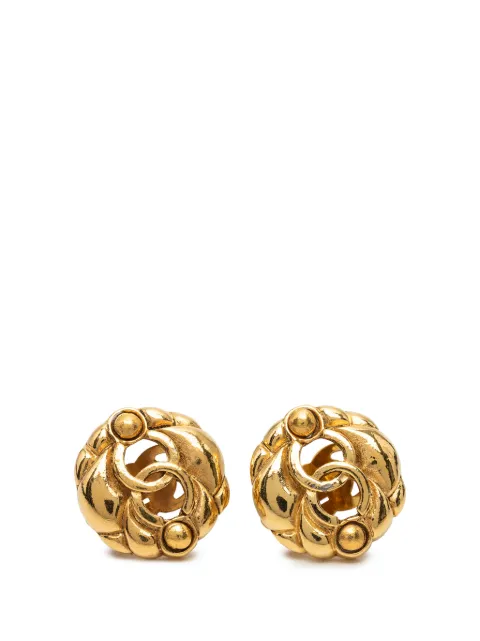 CHANEL Pre-Owned 1980-1990 CC Gold Plated Hollow Round Clip On Earrings costume earrings Gold F0OIIYX22SKECINO
