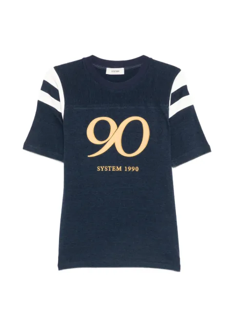 System logo-print striped-sleeve T-shirt Blue SY2G8TTOT08W