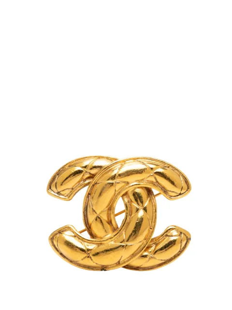 CHANEL Pre-Owned 1970-1980 CC Gold Plated Quilted Brooch costume brooch Gold DEKSMCADMXXGDBZY