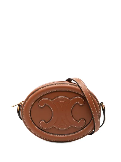 Celine Pre-Owned 2022 Small Calfskin Cuir Triomphe Oval crossbody bag Brown OGY3K8O5X8394SUB