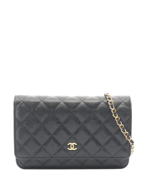 CHANEL Pre-Owned 2021-2026 CC Quilted Caviar Wallet on Chain crossbody bag Black 2L81HYCNCE480THG