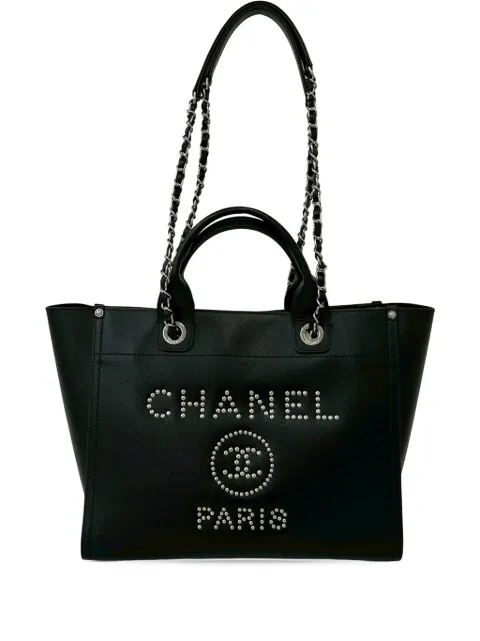 CHANEL Pre-Owned 2018 Medium Caviar Studded Deauville Tote satchel Black 1NBFV8WCJSM79JTC