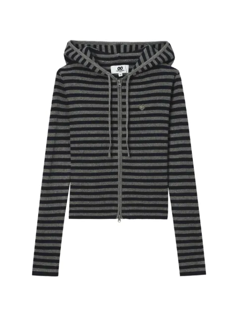 CHOCOOLATE striped zip-up hoodie Grey B1XCDW02156Y
