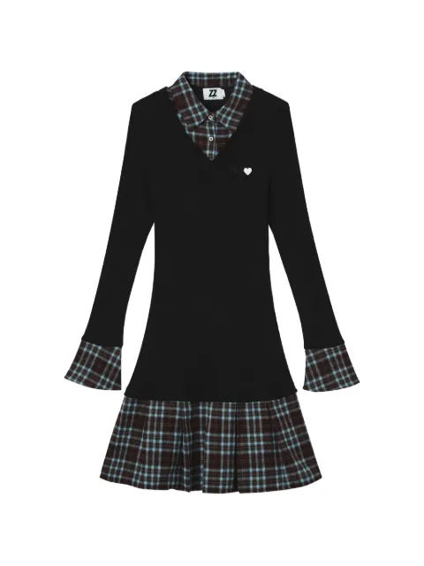 izzue check-pattern pleated dress Black IZXDSW01267X