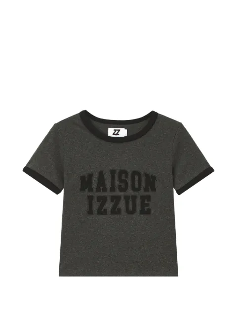 izzue logo-print ringer T-shirt Grey IZXTEW01232X