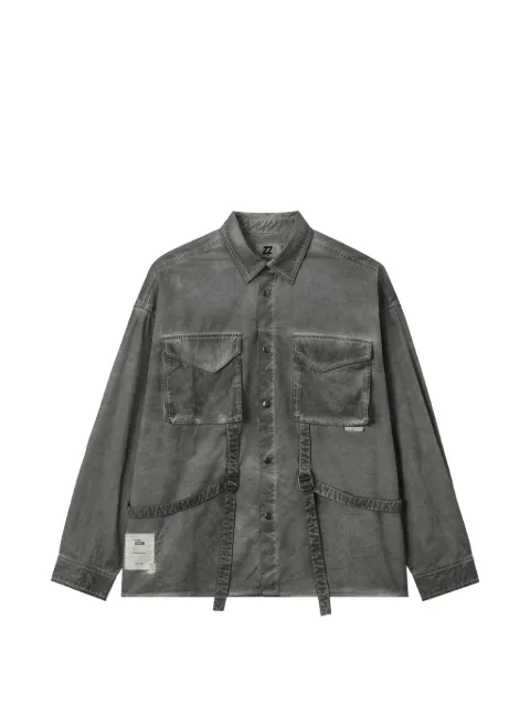 izzue buckle-strap flap-pocket shirt Grey IZXSTM01024X