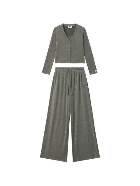 izzue button-up cardigan and track pants set Grey IZXTSW01279X