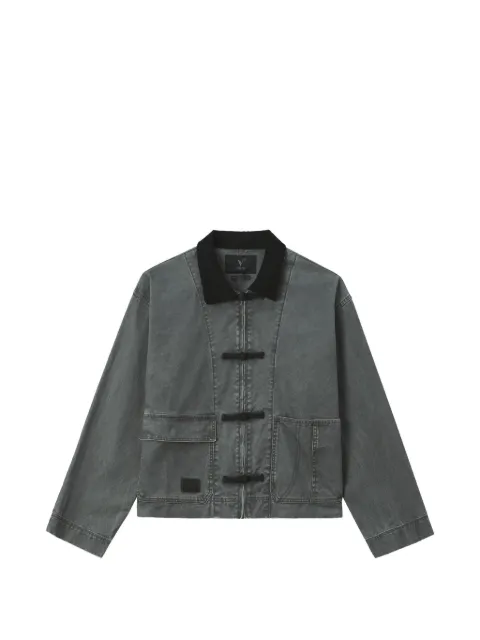 FIVE CM frog-fastening corduroy-collar jacket Grey 5CXLJM00513X