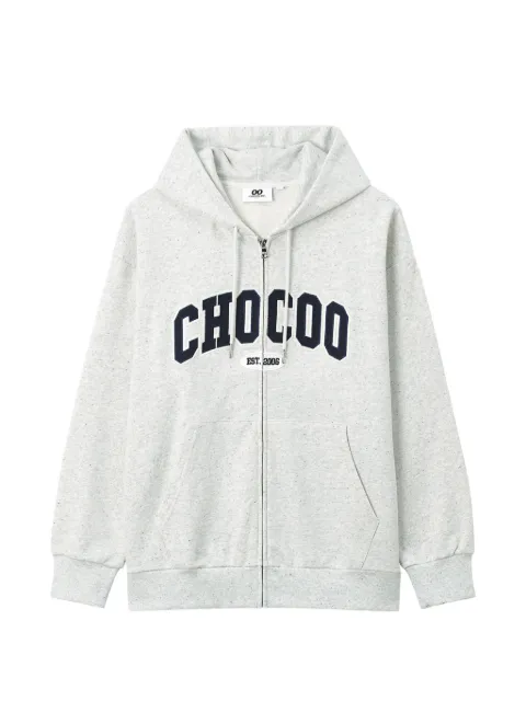 CHOCOOLATE logo-patch zip-up hoodie Grey B1XSWW02130X