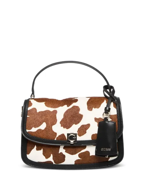 GUESS USA Audrey cow-print logo-plaque tote bag Brown HWRG9734210CWE