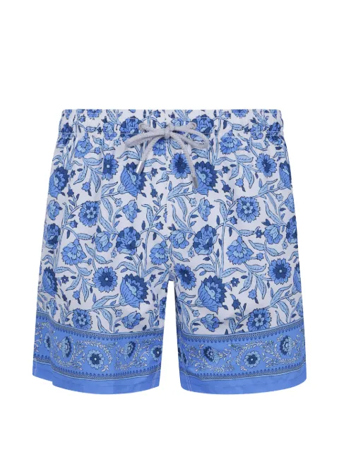 MC2 Saint Barth Gustavia swim shorts with blue batik floral print White GUS0009