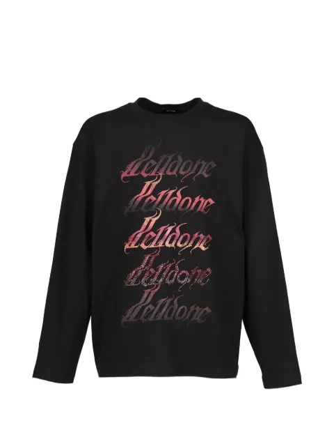 We11done Se11done logo-print long-sleeve T-shirt Black WDTT226770U