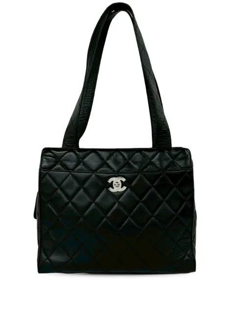 CHANEL Pre-Owned 1996-1997 CC Quilted Lambskin shoulder bag Black FAJ4EJX1QKCAKU5M