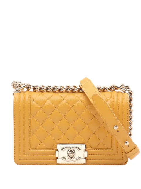 CHANEL Pre-Owned 2021-2026 Small Quilted Caviar Boy Flap crossbody bag Yellow C8TVL4F67DF6VX40