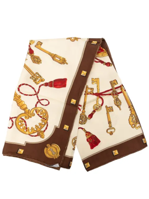 Hermès Pre-Owned 2000-2026 Les Cles Silk Scarf 90 scarves Brown 4X1M9B013RBIT9Q2