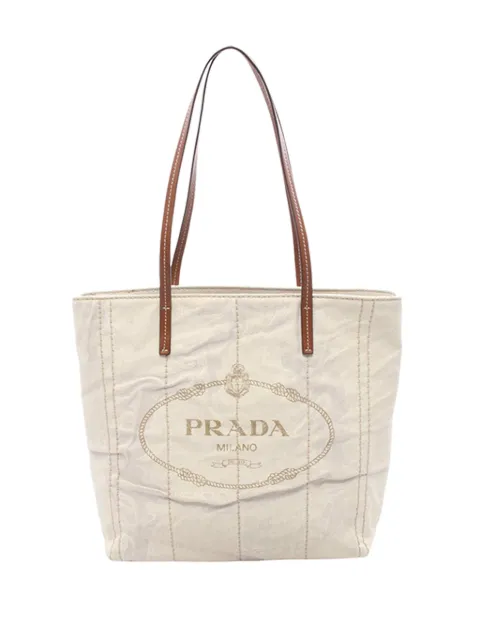Prada Pre-Owned 2013-2026 Linen Blend tote bag Neutrals 0YPVSWPZZZM3RQMA