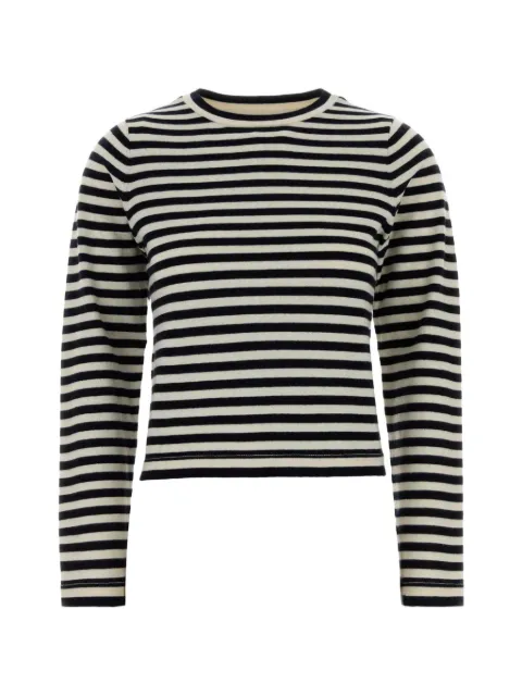 extreme cashmere striped embroidery sweater White 451