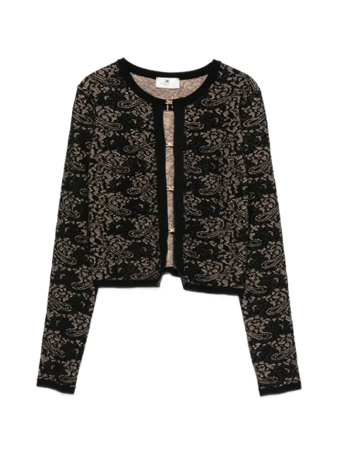 Elisabetta Franchi lace-pattern logo-plaque sweater Black MK29Q66E2