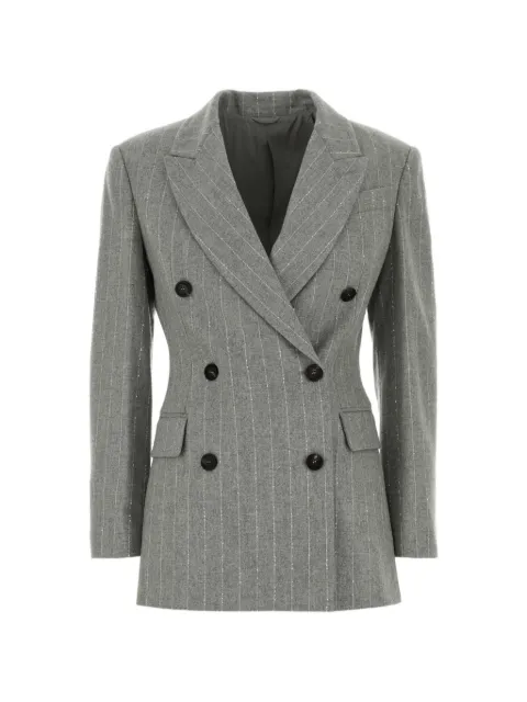 Brunello Cucinelli sequin-embellished double-breasted blazer Grey MG5767306C300