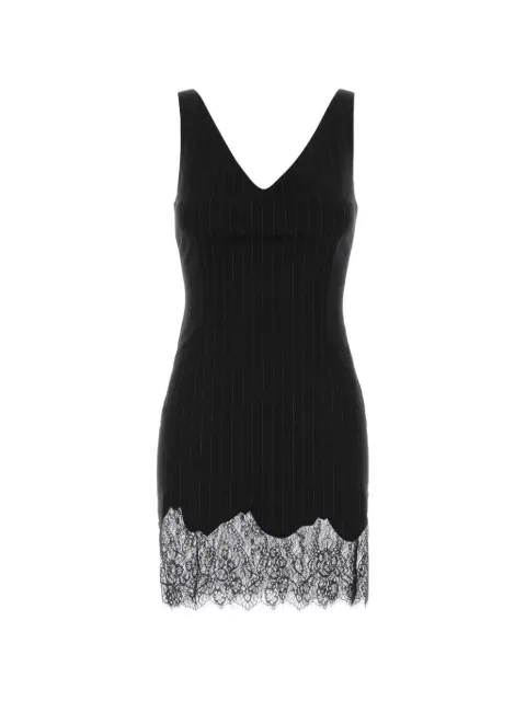 THE ANDAMANE Tori lace-trim pinstripe mini dress Black T200105ATNW069