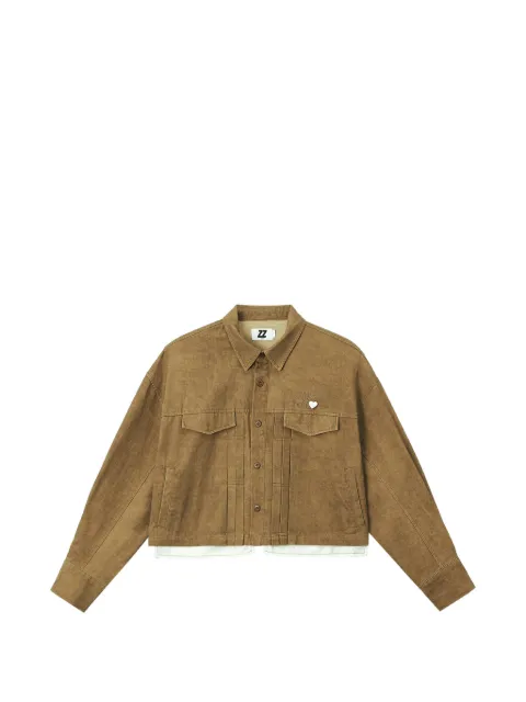 izzue pleated-detail oversized jacket Brown IZXSTW01214X