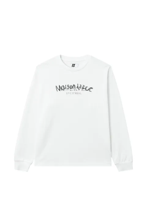 izzue logo-print long-sleeve T-shirt White IZXLTM01058X