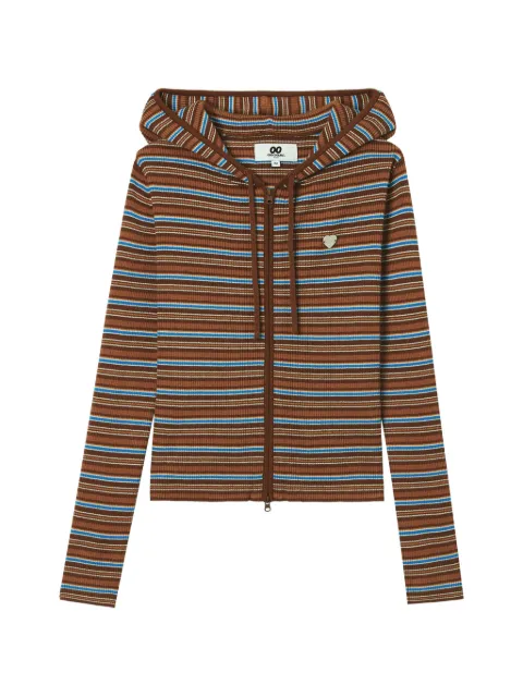 CHOCOOLATE striped ribbed-knit hoodie Brown B1XCDW02156Y