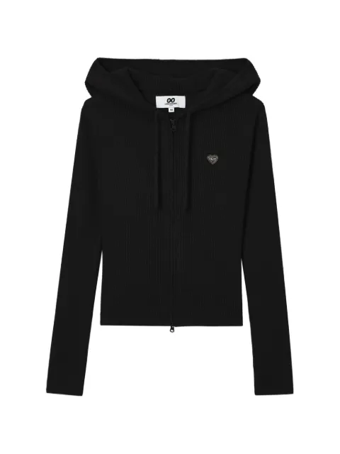 CHOCOOLATE ribbed zip-up hoodie Black B1XCDW02156X